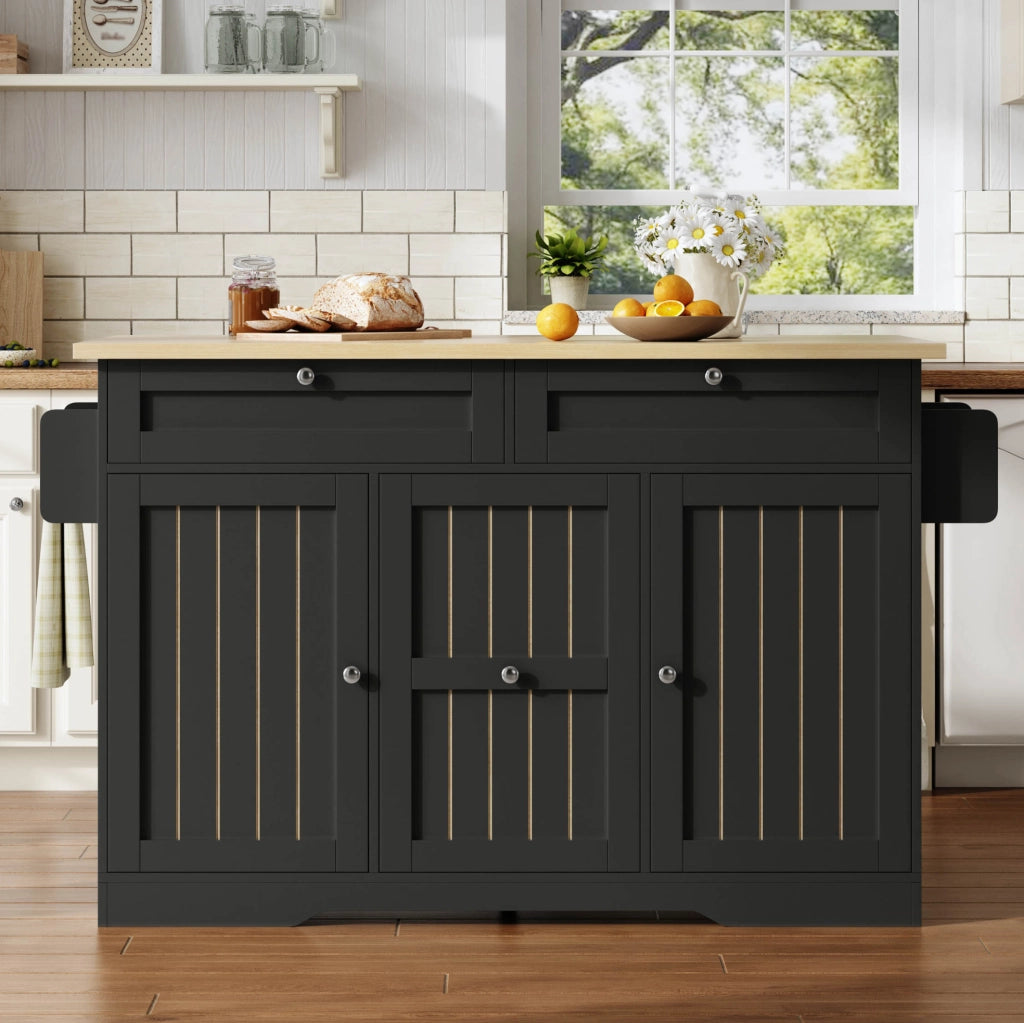 Isola cucina 120x45(70)x92 cm con piano ribaltabile in MDF nero