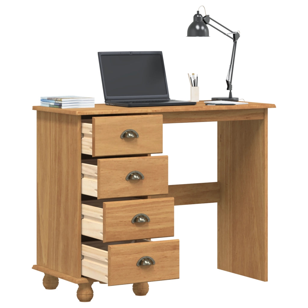 Scrivania 'ASKIM'con cassetti 95x40x75 cm in legno massello di pino