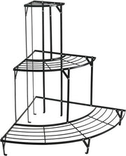 Rack di fiori angolare Nero 75 x 60 cm - Supporto per piante a forma semicircolare con 3 livelli