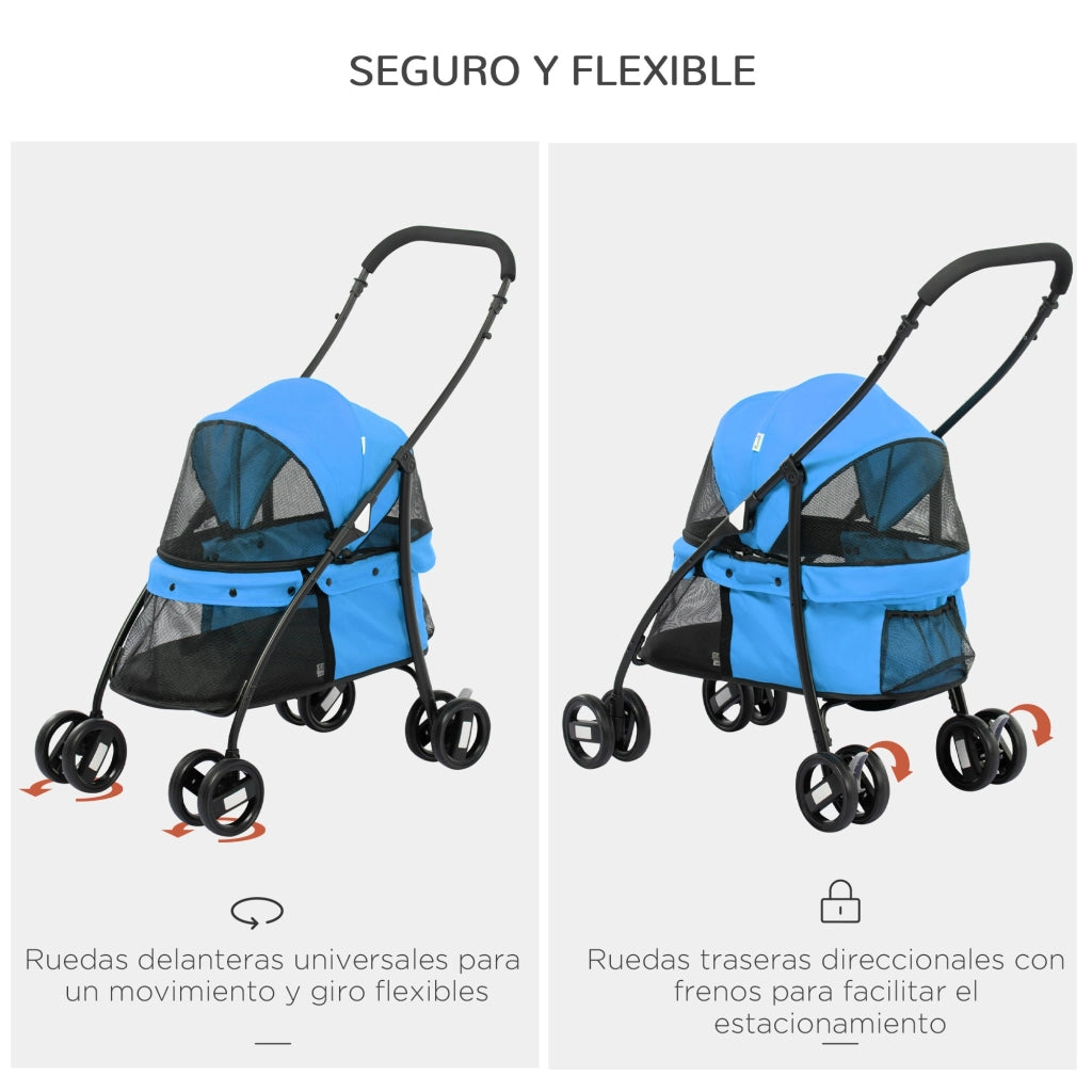 Casetta per Cani Piccoli Pieghevole ¨C zephmum ¨C Blu con Cuscino Lavabile e Telaio in Acciaio