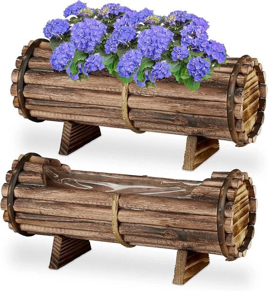 Set di contenitori per piante in legno di cedro, 18 x 40 x 14 cm, resistenti all'acqua, per uso interno ed esterno.