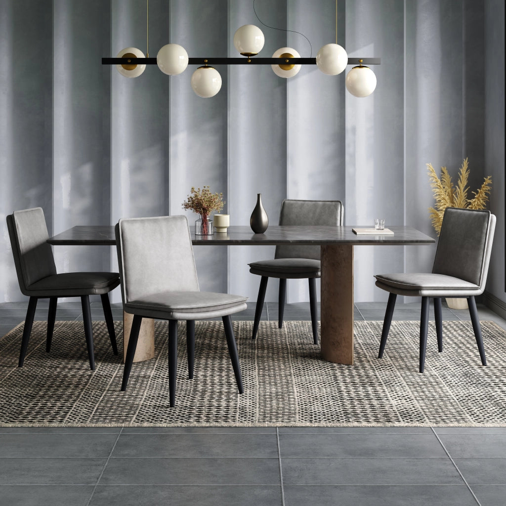 Sedie da Pranzo Imbottite ¨C MINIMAL ¨C Velluto Grigio, Set 2 Pezzi, Stile Moderno