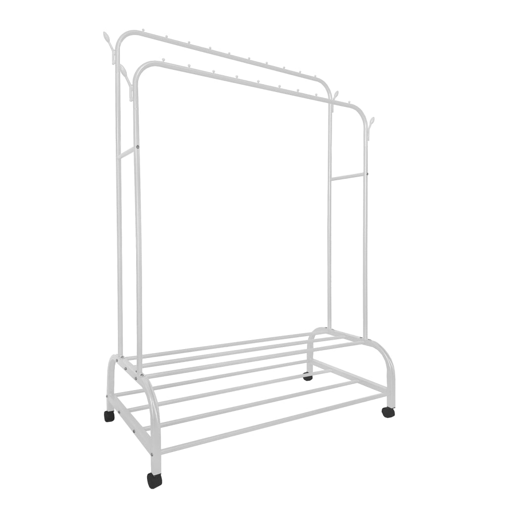 Appendiabiti Donkey Premium Maxi Giro a 2 stand Nyana Home 162x110x57 cm, 2 barre appendiabiti, 4 ganci laterali, 2 ripiani inferiori Bianco.