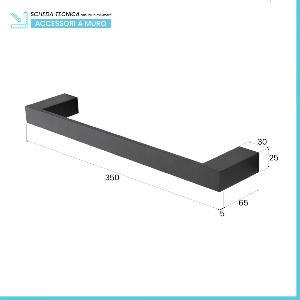 Set con appendino, porta rotolo e porta salviette a muro nero Sky