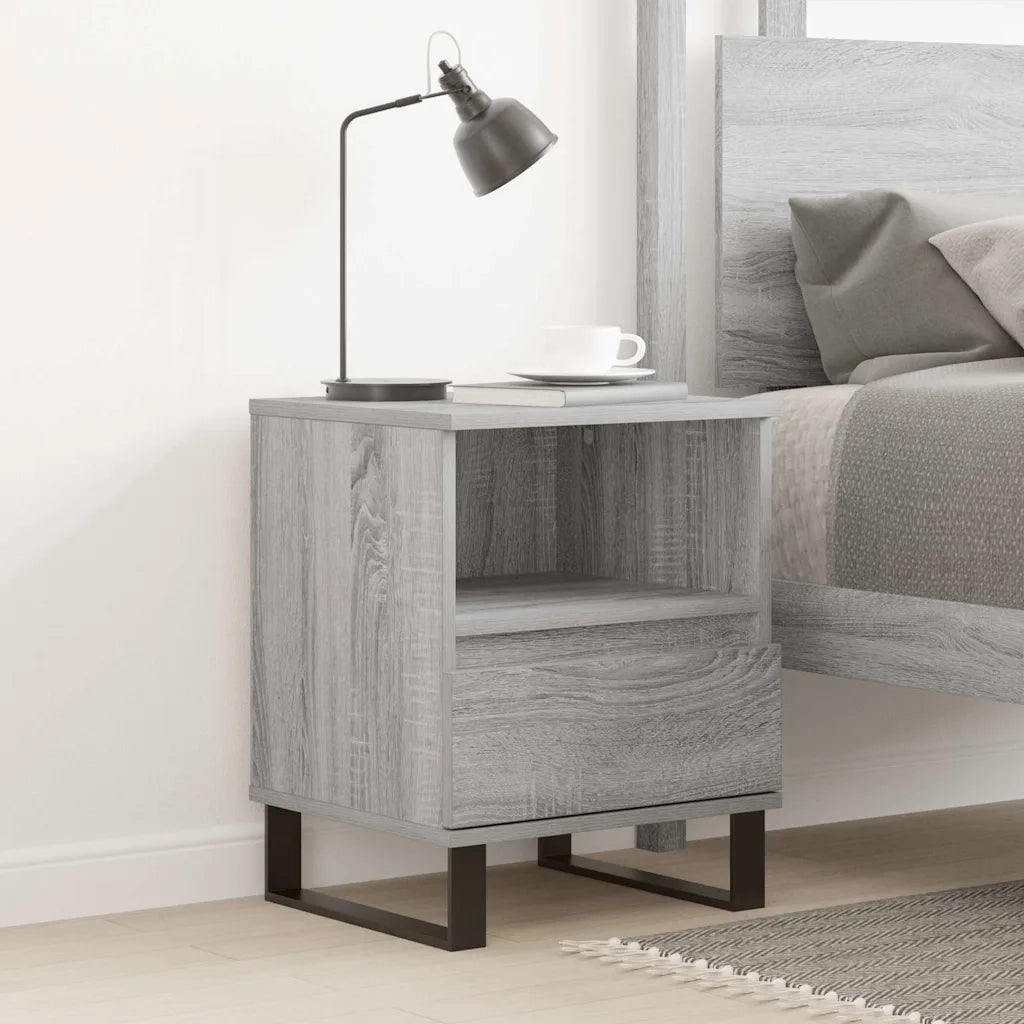 Comodino Grigio Sonoma 40x35x50 cm in Legno Multistrato 830648