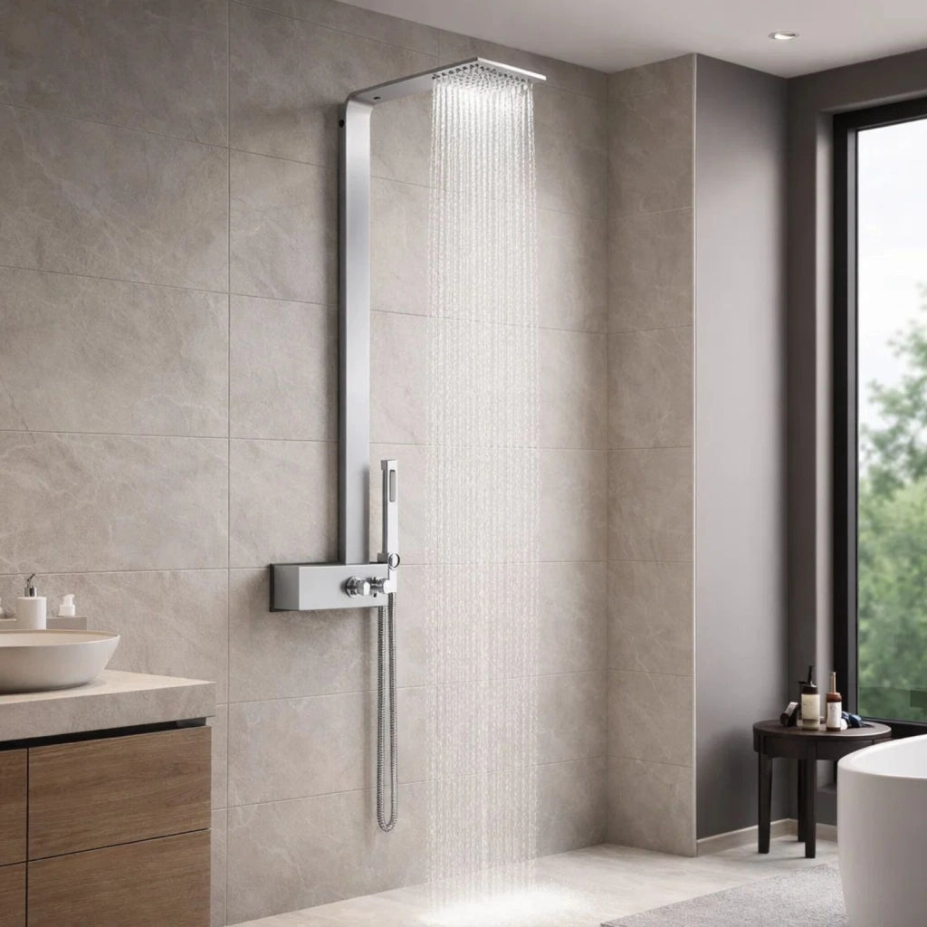 Colonna doccia acciaio inox spazzolato 2 funzioni top acciaio inox l40xp42xh120 015