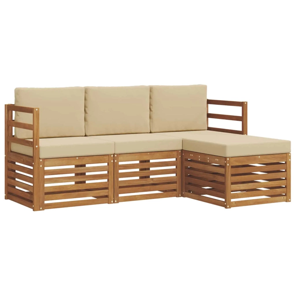 Set di divani da esterno con cuscino 4 pcs Naturale e Beige