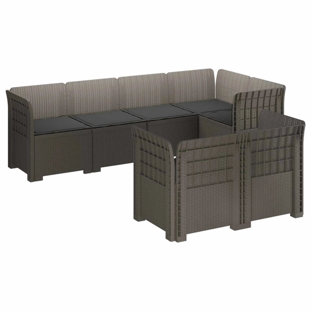 Divano 7 Posti da Giardino con Cuscini Aspetto Rattan PP 3444155