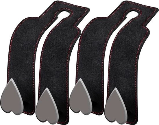 Supporti di testa per auto - supporti di testa in pelle - supporti di testa per auto con tasca - hanger per borse - doppio gancio - singolo gancio - supporto di testa (nero, 2 pezzi)