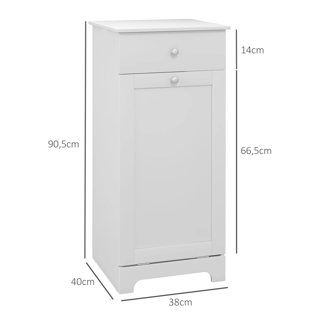 Mobile da bagno con cesto per il bucato e cassetto ¨C zephmum ¨C bianco 40x40x90.5 cm