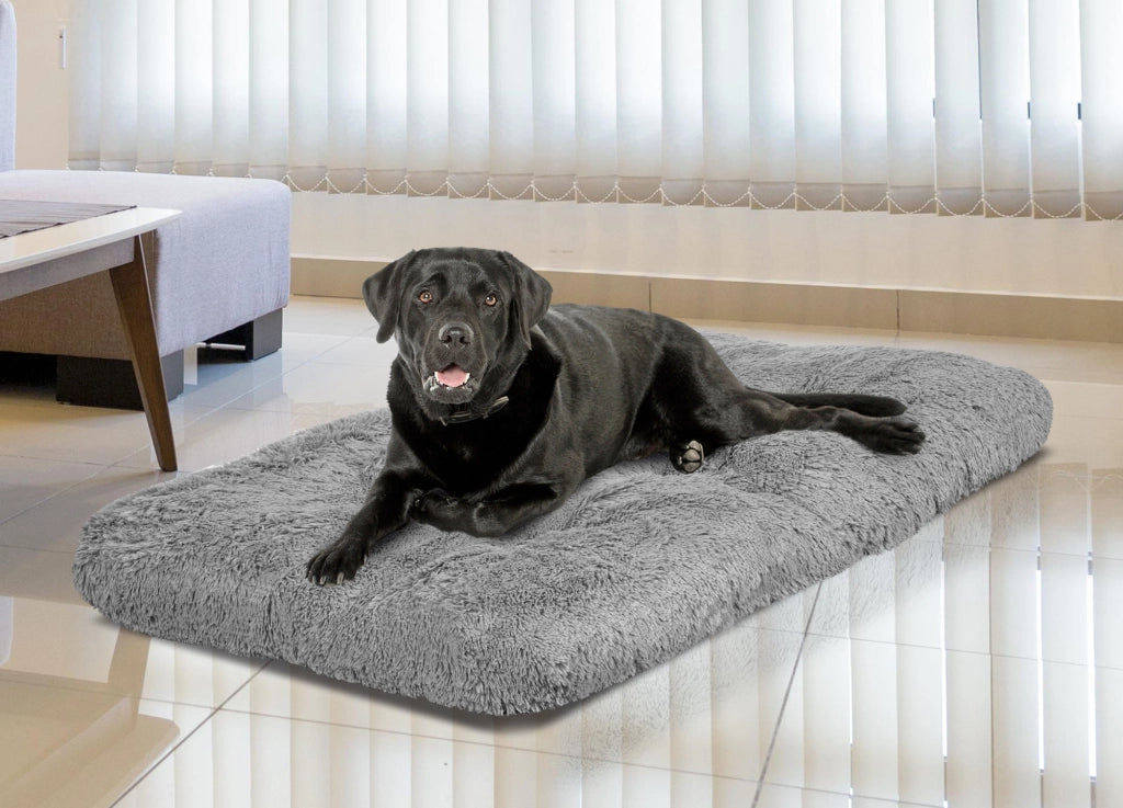 AIO FACTORY 130x90 cm Cuscino per cuccia per cani Shaggy Grigio chiaro Impermeabile
