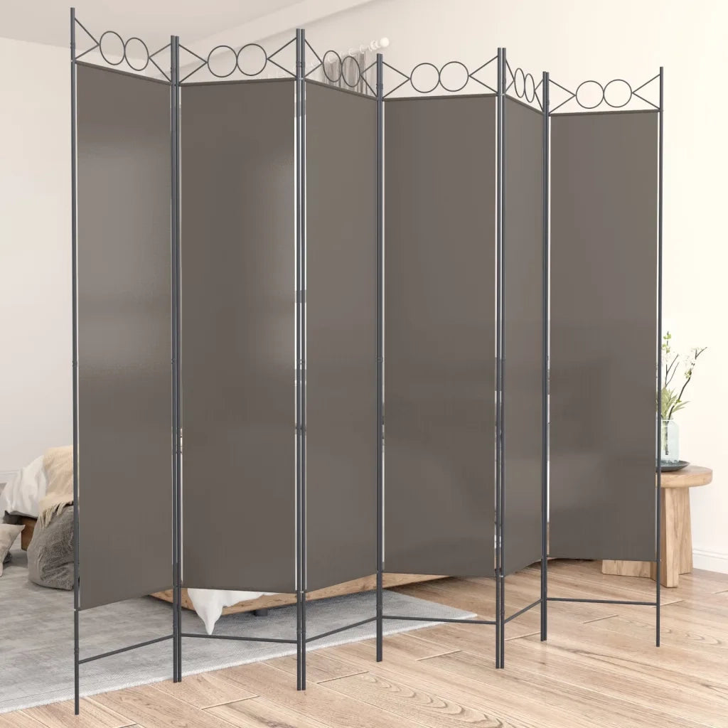 Divisorio a 6 Pannelli Antracite 240x200 cm Tessuto cod mxl 64122