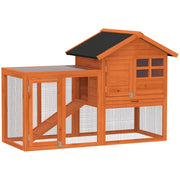 Gabbia per conigli 2 piani con recinto e tetto impermeabile ¨C zephmum ¨C 123.5x62.6x92.5 cm arancione