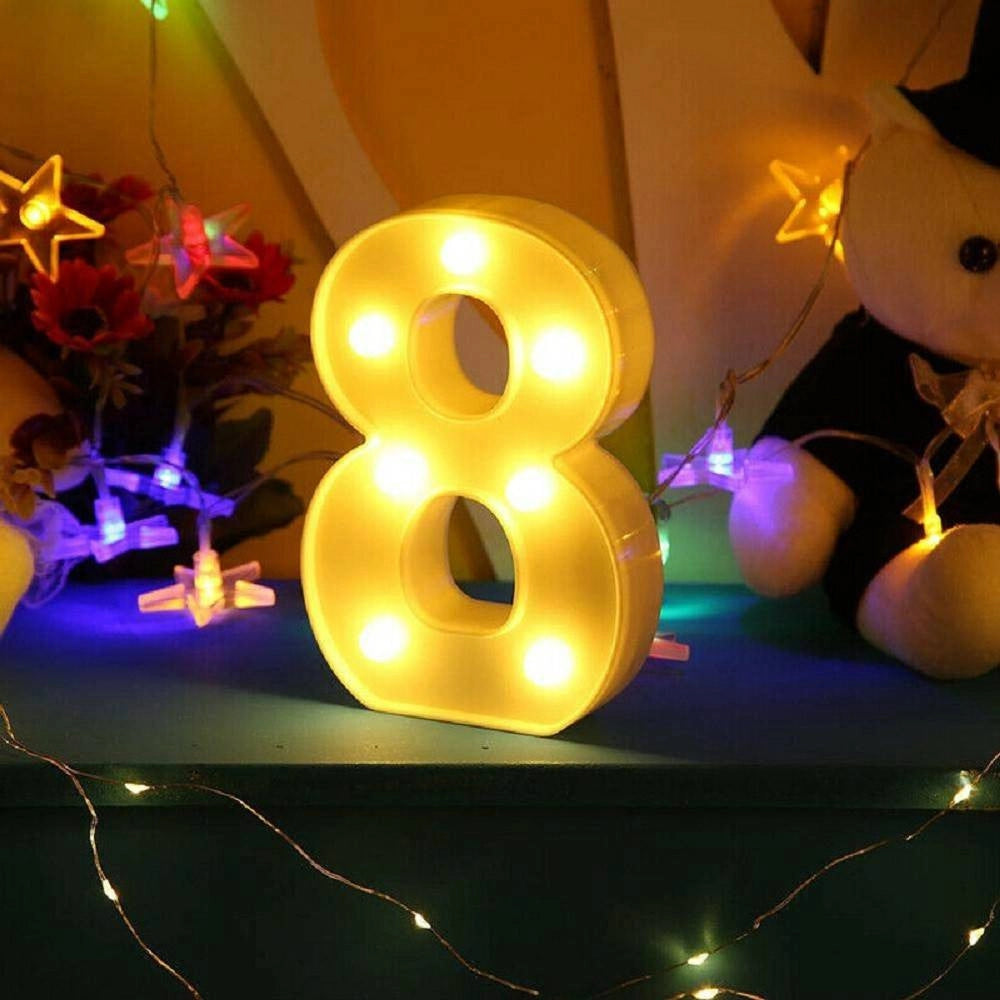 Trade Shop - Numero 8 Luminoso Bianco A Led Decoro Per Eventi Feste Luce Calda 3000k 16x3cm -