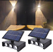 Due Pezzi di Lampada da Parete a Energia Solare per Esterni - 6 LED Calde e Illuminazione Regolabile