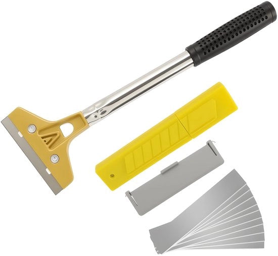 Schrappatore in vetro da 30 cm - Aspirapolvere a mano - Laccaparra - Manico antiscivolo ergonomico - 10 lame in acciaio di carbonio - Sicuro per superfici sensibili - Strumento per pulire
