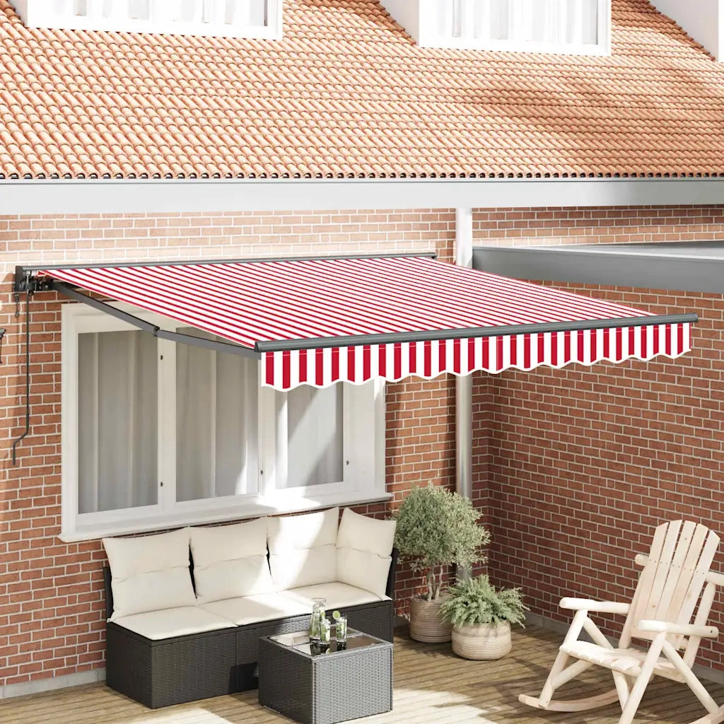 vidaXL Tenda Retrattile Striscia Rossa e Bianca 300x250 cm Tessuto