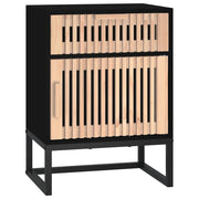Comodino | Armadio da Notte | Mobiletto da notte Nero 40x30x55,5 cm Legno Multistrato e Ferro