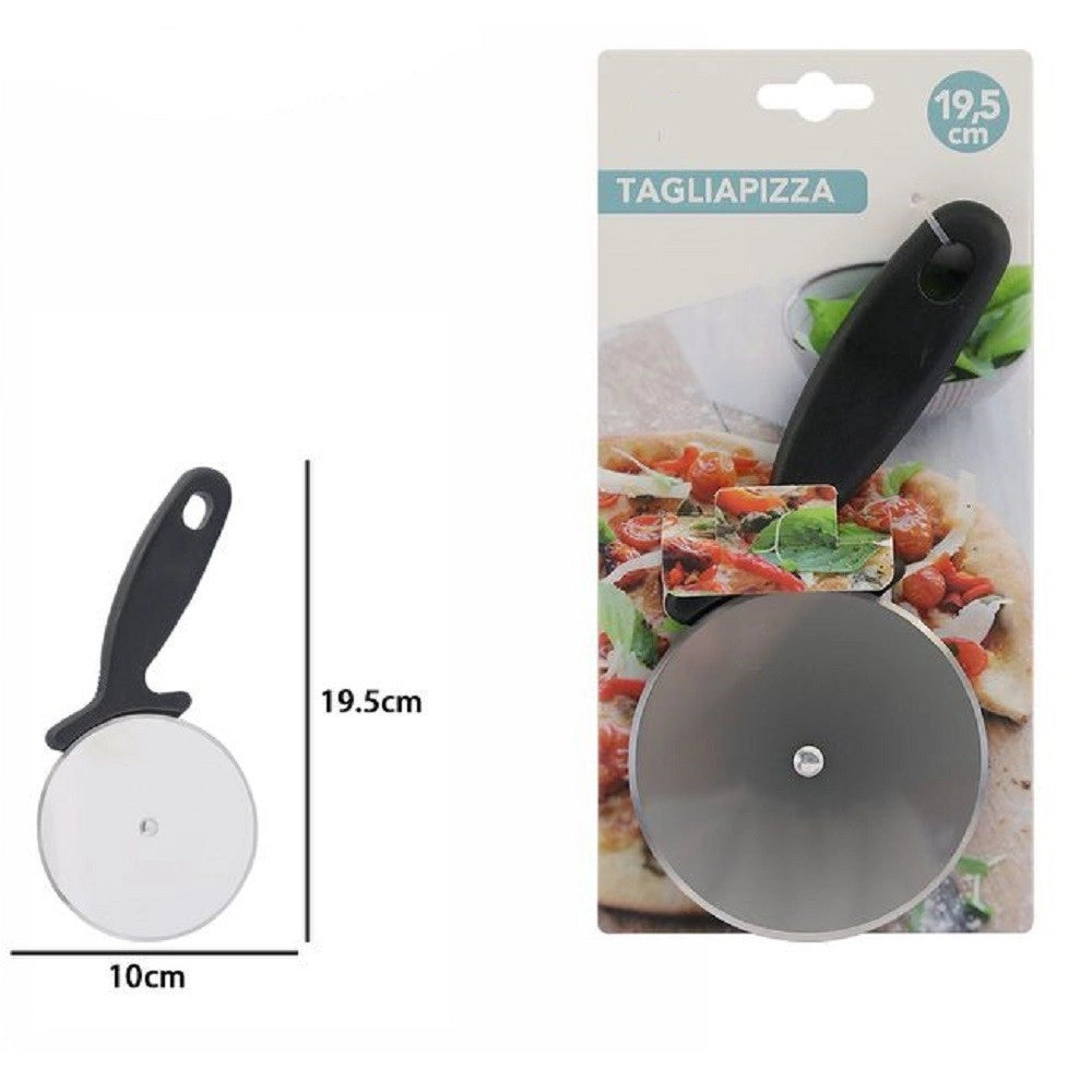 Trade Shop - Taglia Pizza Rotella Lama Liscia In Acciaio Manico Antiscivolo 19.5x10cm 74168 -