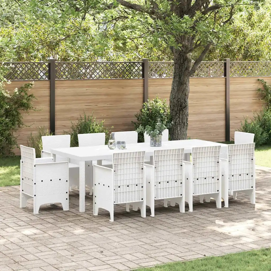 Set da Pranzo per Giardino 11 pcs Bianco Polipropilene