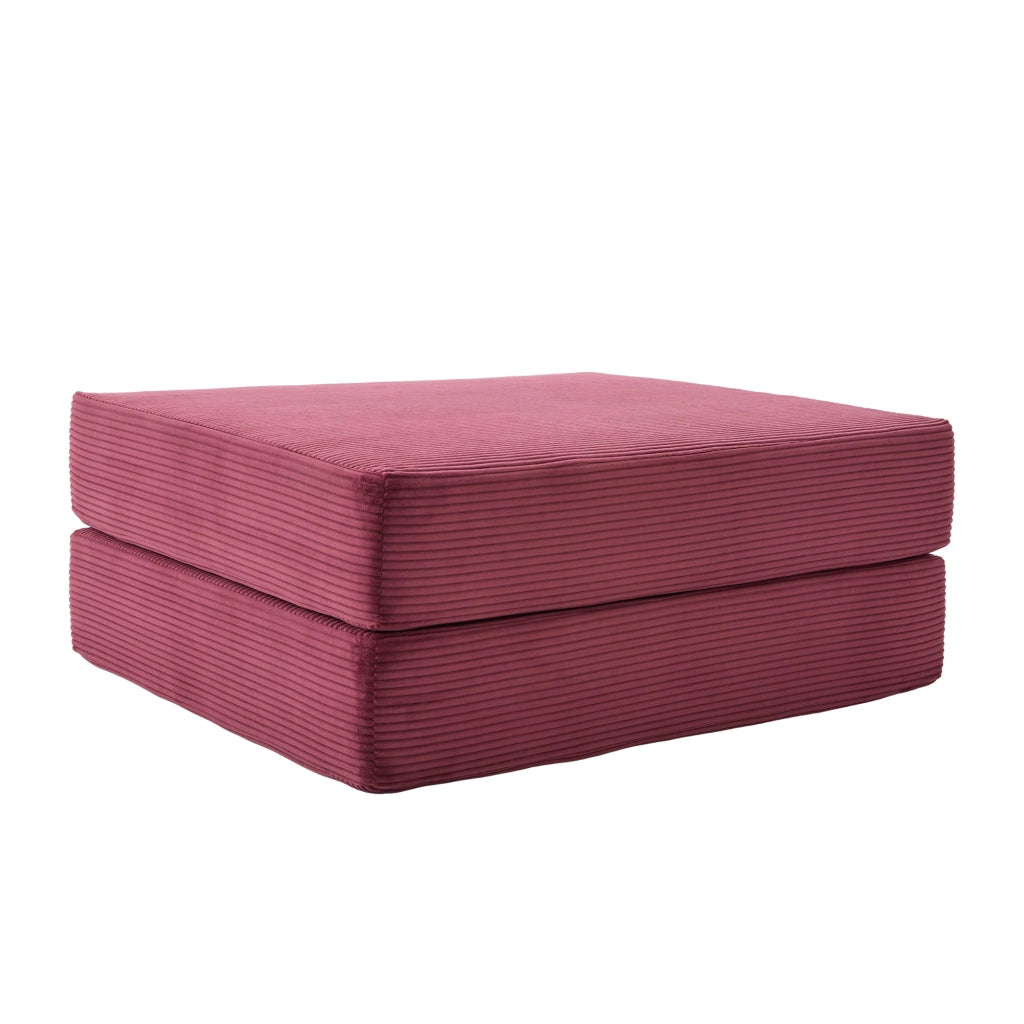 Poltrona pouf modulare con funzione letto e struttura pieghevole in velluto a coste - rosso vino