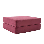 Poltrona pouf modulare con funzione letto e struttura pieghevole in velluto a coste - rosso vino