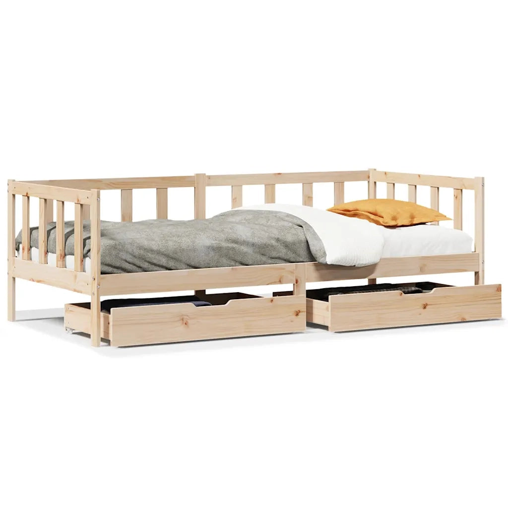 Dormeuse con Cassetti 80x200 cm in Legno Massello di Pino