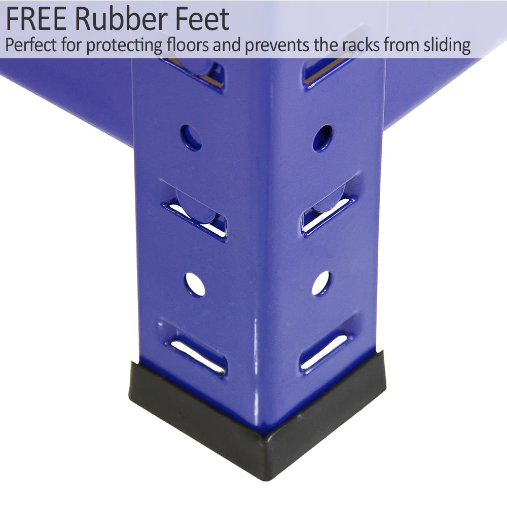 10 Scaffali in Acciaio Senza Bulloni T-Rax Blu Larghi 90cm per Magazzino e Box