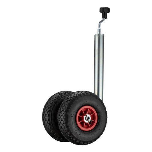 Servotimone con ruota di appoggio doppia, portata 200 kg, supporto per rimorchio con pneumatici gonfiabili, ruotino di appoggio, altezza regolabile 66-86 cm, per rimorchi e caravan