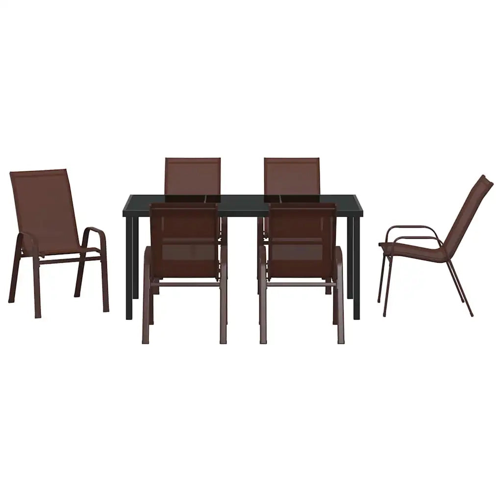 Set da Pranzo per Giardino 7 pcs Marrone e Nero 3379132