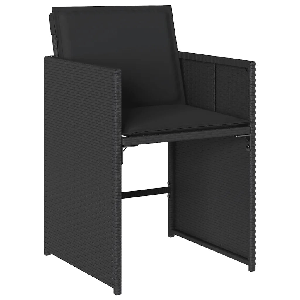 Set da Pranzo da Giardino 17 pz con Cuscini Nero in Polyrattan 3211243