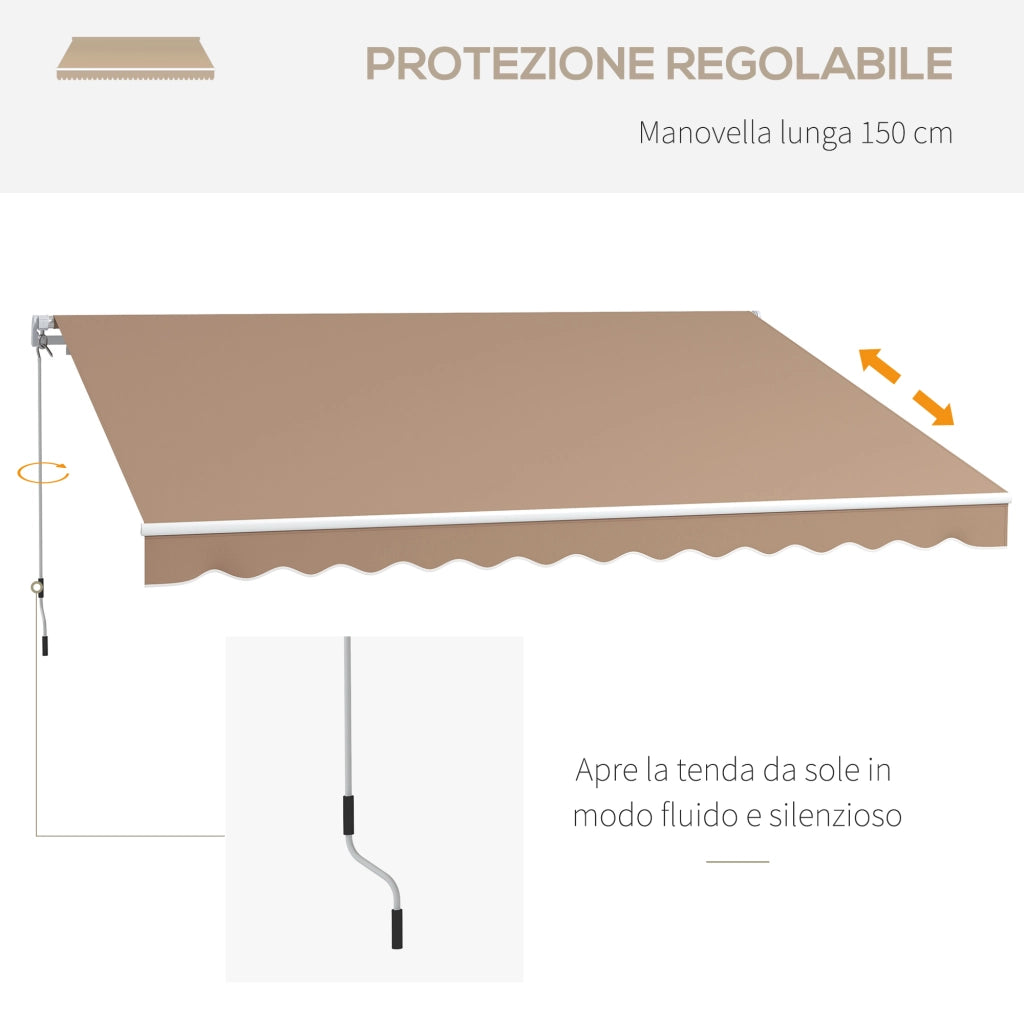 Tenda da Sole per Esterno 350x250 cm Avvolgibile a Bracci con Apertura a Manovella Marrone