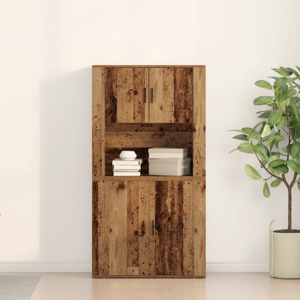 Highboard Legno Vecchio 80x33x150 cm Legno Ingegnerizzato