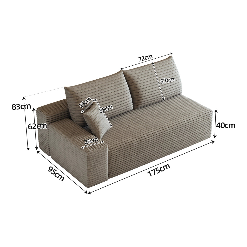 DIVANO Chaise longue reversibile sinistro 2 posti Camel in tessuto