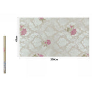 Trade Shop - Rotolo Pellicola Adesiva Pvc Damascato Con Fiori Rosa 45cmx2mt Mobili 71220 Casa -
