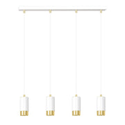 Lampada a sospensione Fumiko in acciaio bianco e oro