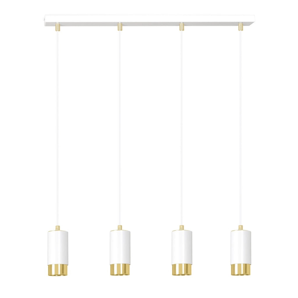 Lampada a sospensione Fumiko in acciaio bianco e oro