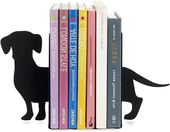 Supporto Librario per Amanti di Cani - 2 Pezzi - Nero - Metallo