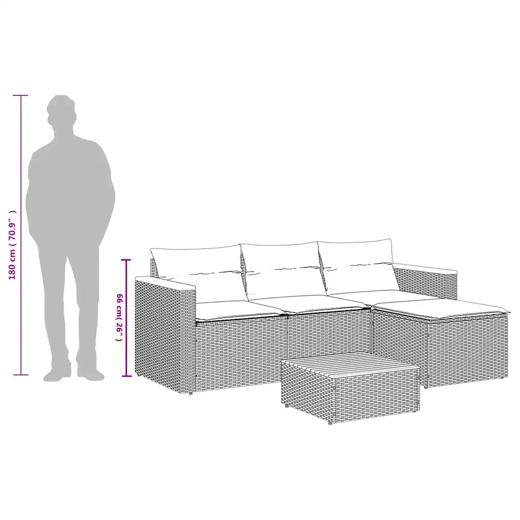 Set Divani da Giardino 3 pz con Cuscini in Polyrattan Nero 365826