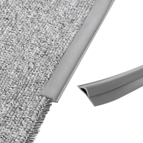 Striscia di separazione tra tappeto e pavimento in legno, autoadesiva, per pavimenti in PVC, 5m, colore grigio scuro.