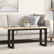 Tavolino Salotto Telaio a O 110x40x45cm Legno Pino e Acciaio