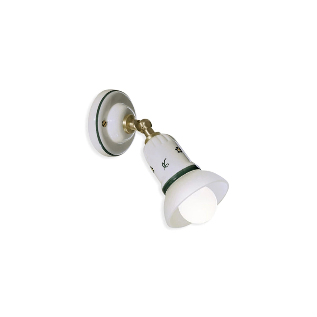 Applique Classica Savona Ceramica E Ottone Satinato Decorato Filo Blu 1 Luce E14