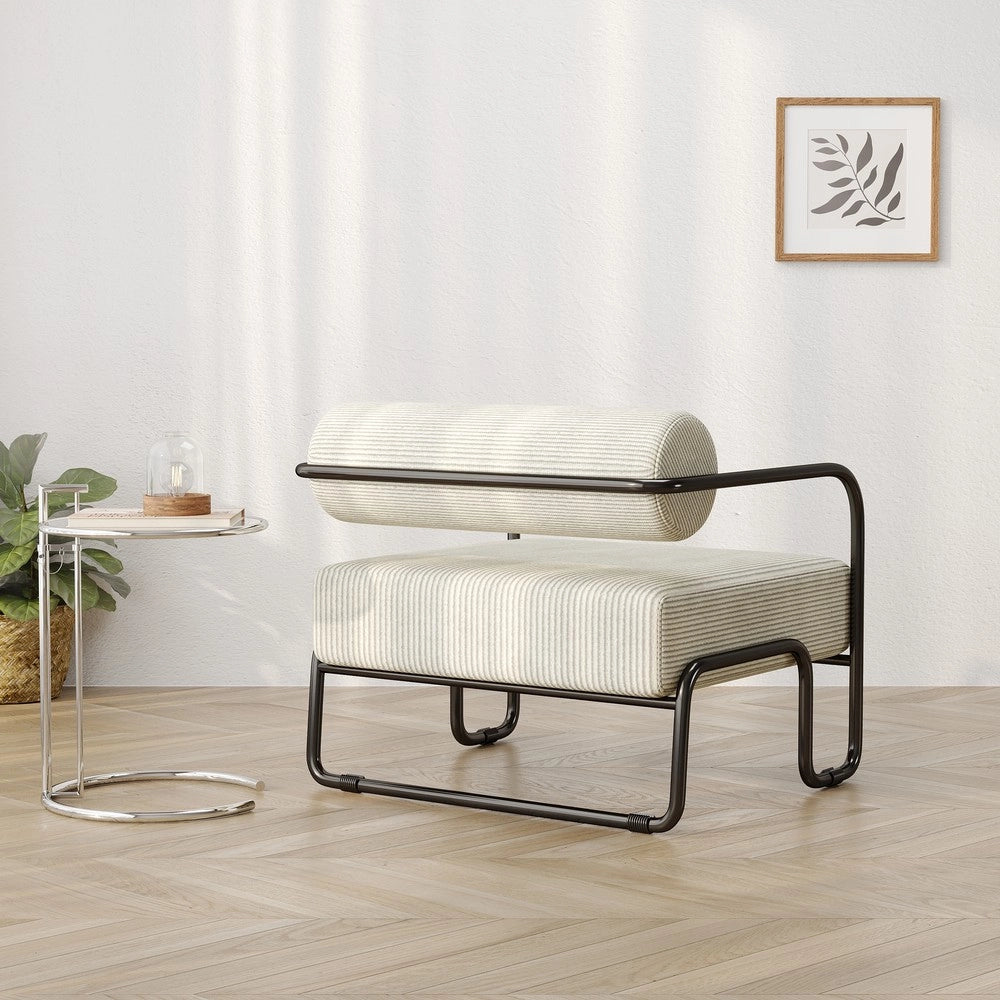 Poltrona Lounge ¨C Xylo ¨C Velluto a Coste, Struttura in Metallo Nero, 68.5x73x70.5