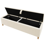 Panca Fondo Letto con Contenitore Idraulico e Seduta Imbottita Gambe in Legno in Velluto a Coste Beige