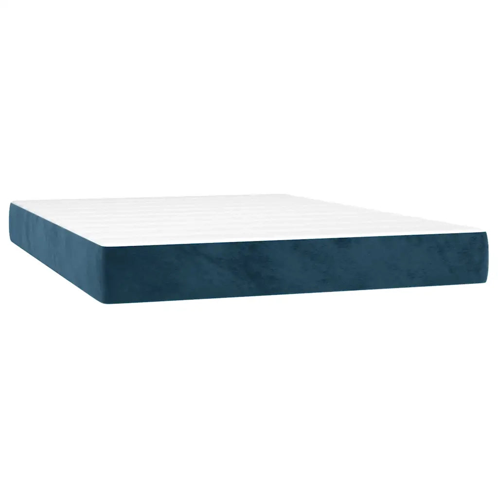 Giroletto a Molle con Materasso Blu Scuro 140x200 cm in Velluto 3141489