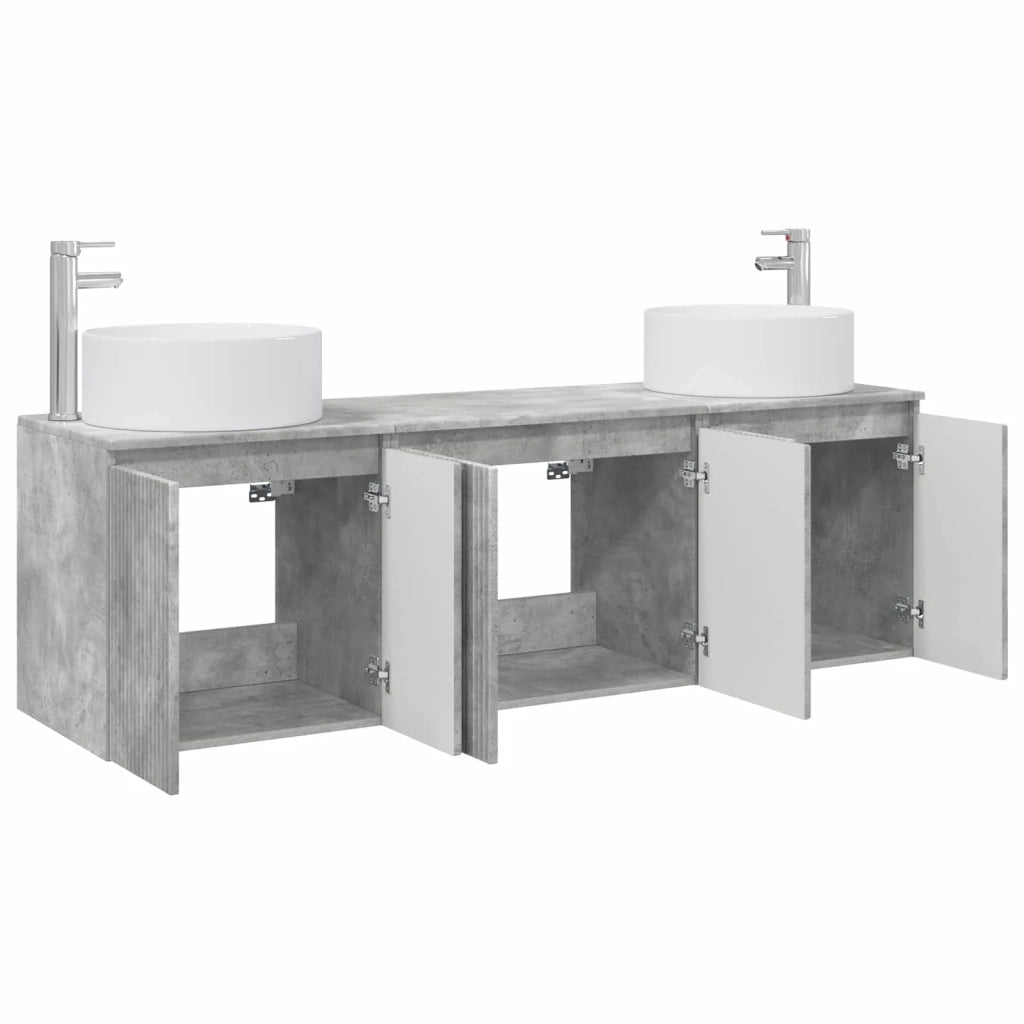Set di Armadi da Bagno 3 pz Grigio Cemento 3405730