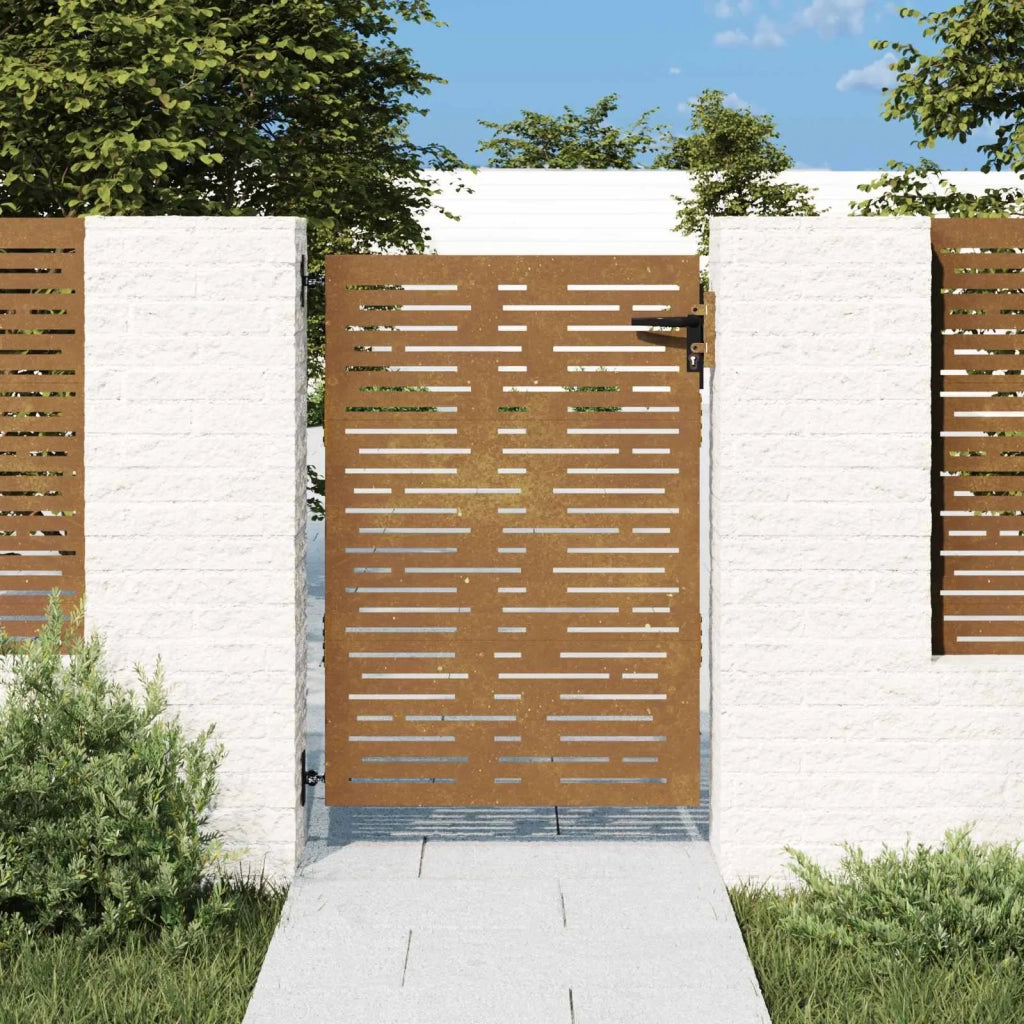 Cancello da giardino 85x150 cm in acciaio Corten design quadrato 153247