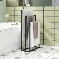 Portasciugamani da Terra a 3 Bracci Autoportante 45x21.5x85 cm in Acciaio Nero