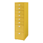 Mobiletto per ufficio mobile contenitore su ruote con 8 cassetti 109 x 28 x 41 cm giallo 03_0009113
