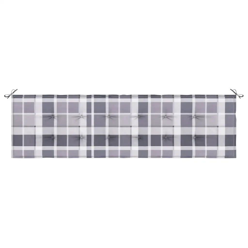 Cuscino per Panca a Quadri Grigi 180x50x4 cm Tessuto Oxford